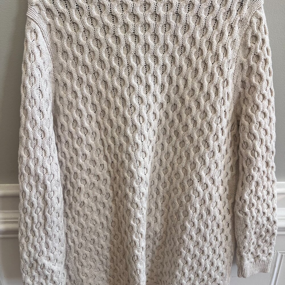 Lands’ End Cream Cable Knit Cardigan w/ Metallic Threads | Size 1X - Picture 5 of 8